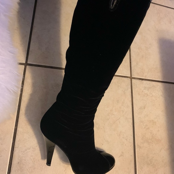 chanel velvet boots